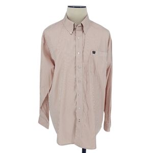 Cinch Country Western Shirt Orange Stripe Long Sleeve Button Up Collared XL